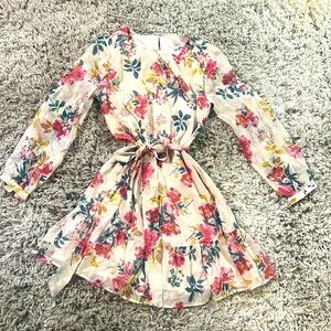 Loft NWT Sz. 4P Floral Shimmer and Shine long sleeve circle skirt dress